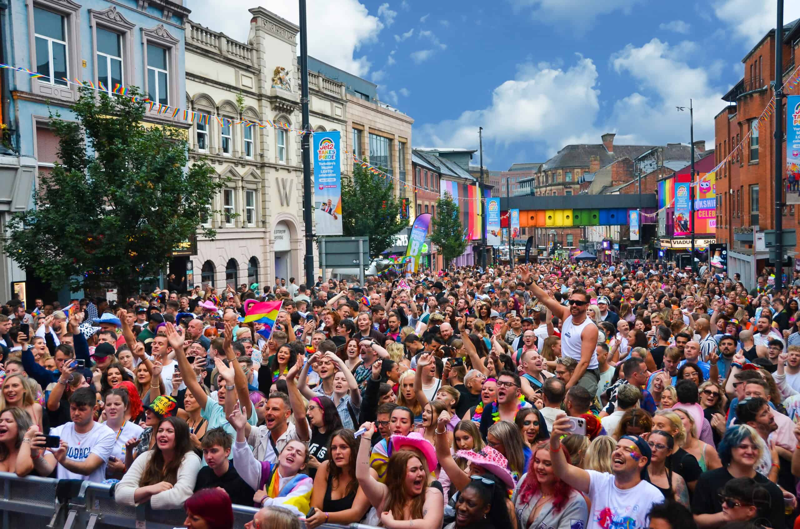 People gathering for Leeds Pride